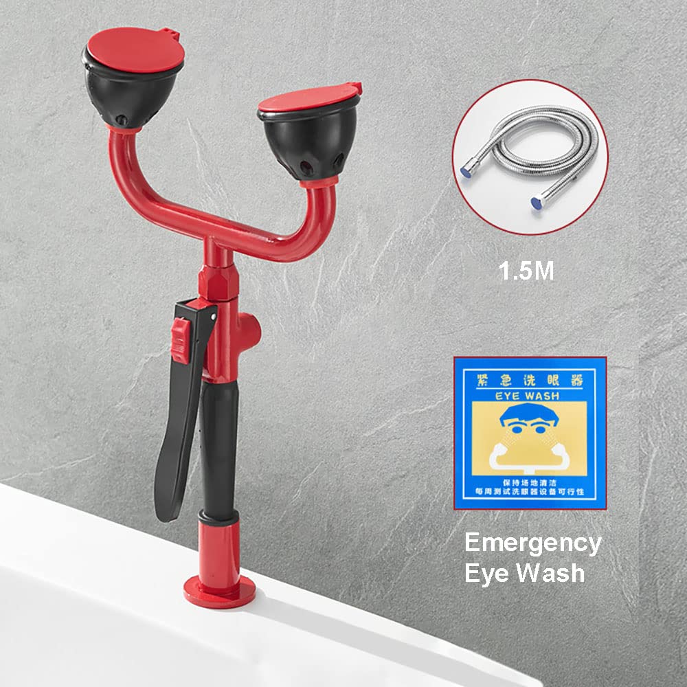 Estación lavaojos de Emergencia portátil de Cobre con Manguera extraíble para Ducha de Flujo Continuo – Ideal para Uso en fábricas, oficinas, Laboratorios e Industria.