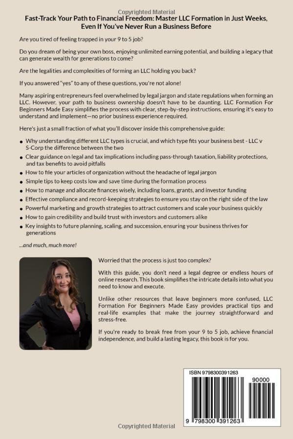 Vista 2 de LLC Formation Made Easy Beginners Hacks to Master the Essentials, Navigate Legalities, Unlock Tax Benefits, and Avoid Common Pitfalls, All While