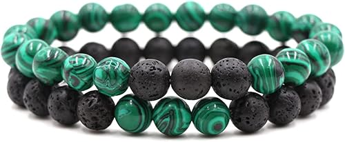 Pulsera elástica con cuentas de piedra volcánica de lava mate, difusor de aceite esencial, ojo de tigre, semillas de tigre, pulsera de yoga para