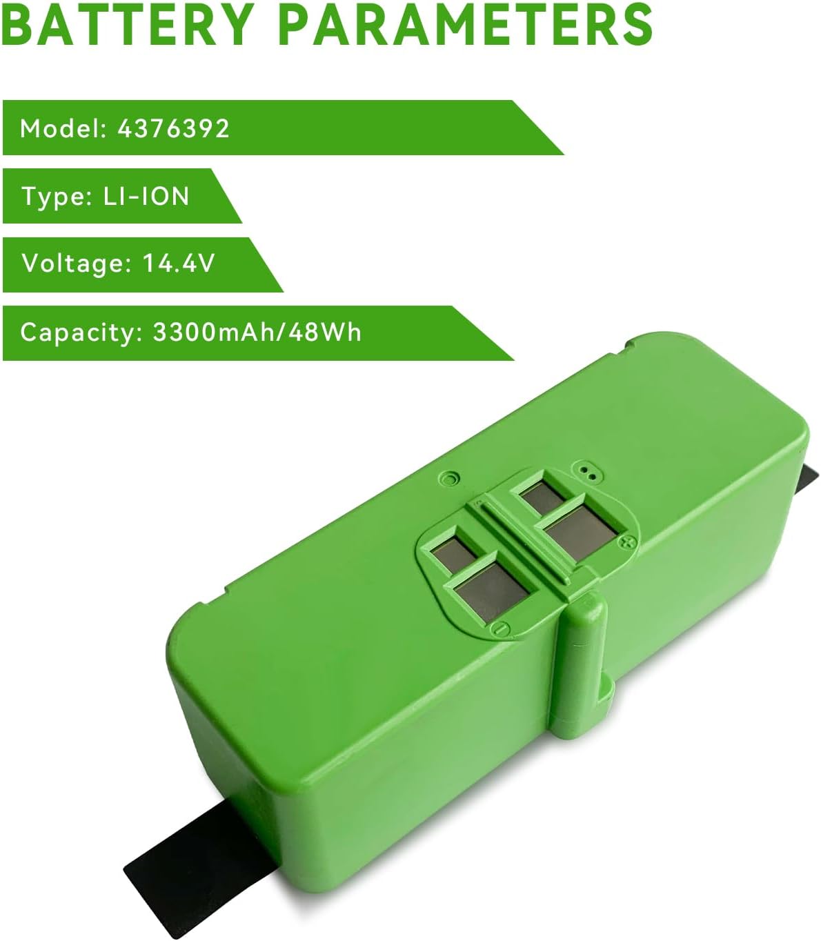 3300mAh 4376392 1800LI Battery for iRobot Roomba 500 600 700 800 900 R3 Pet Series Compatible with Roomba 970 965 960 895 890 877 860 850 805 780 770 760 695 690 680 677 675 670 665 640 615 14.4V 48Wh