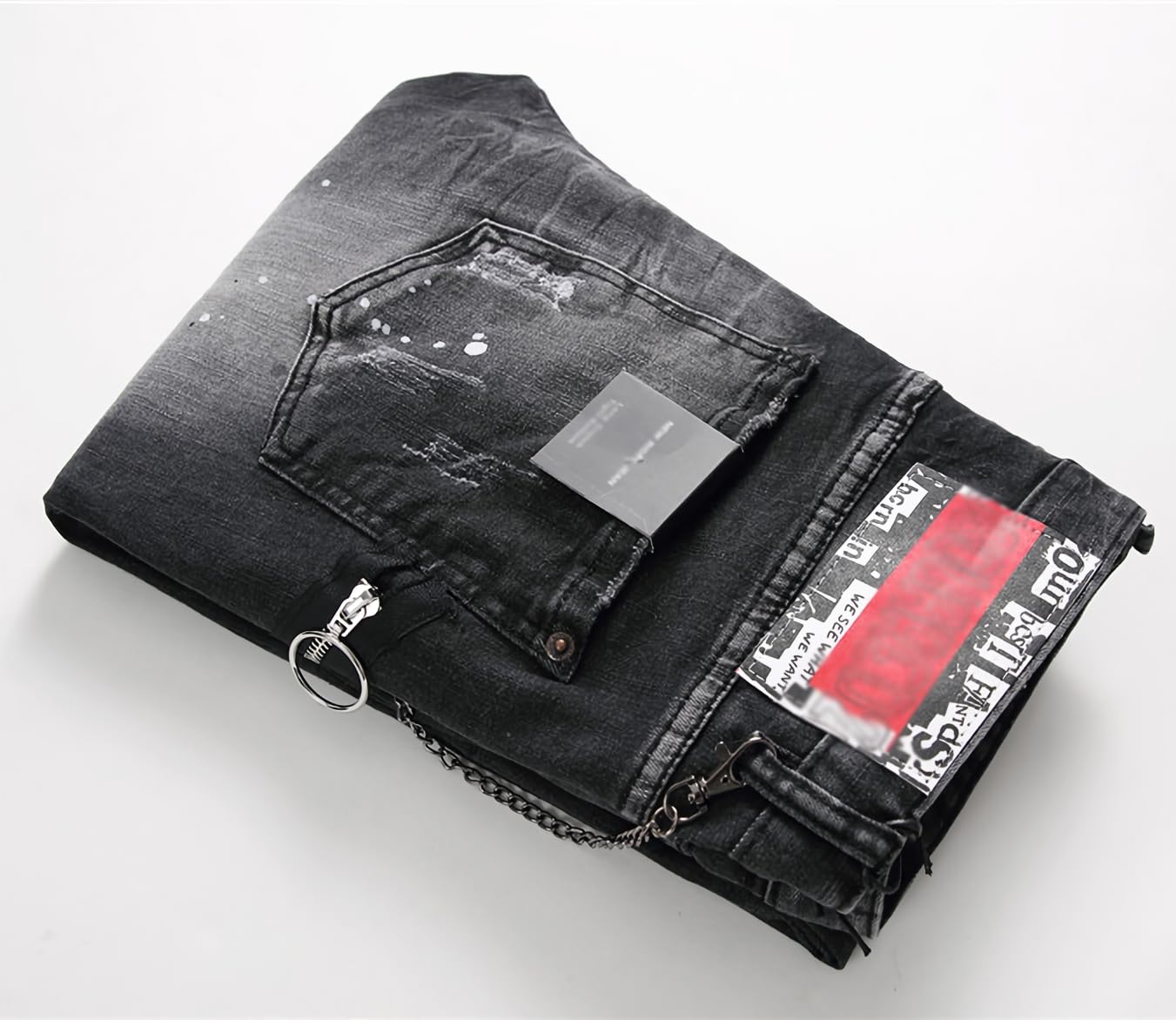 Vaqueros Hombre Slim Fit - Pantalones Vaqueros con Salpicaduras de Pintura, Jeans Denim Elástico de Estilo Urbano y Streetwear Y2K para un Look Moderno