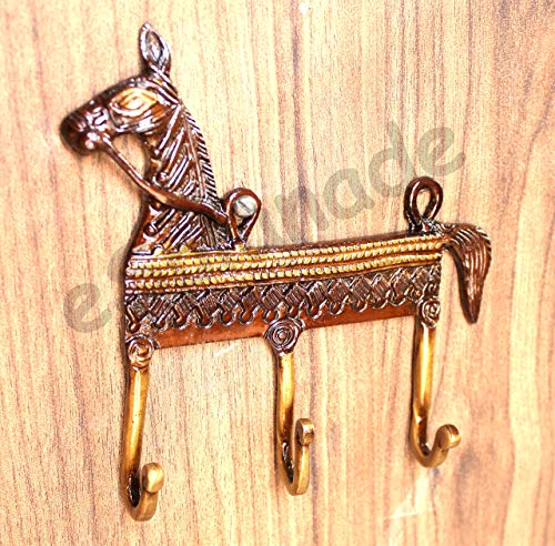 Multicolored Ethnic Horse Brass Key | Key Stand | Key Holder, for Keys Hanger Hook, Wall Key Holder, Key Stand, Keys Rack Hook, Key Hanging Hooks (Horse Design)