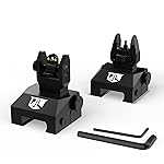 OZARK ARMAMENT Fiber Optic Flip Up Iron Sights - Flip Up Sights Rail Mounted Battle Sights - Front and Rear Sight Set