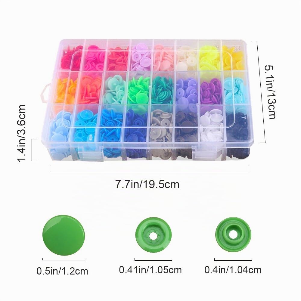 T5 Boutons-Pression en Plastique de 24 Couleurs avec Outils Pince en Métal