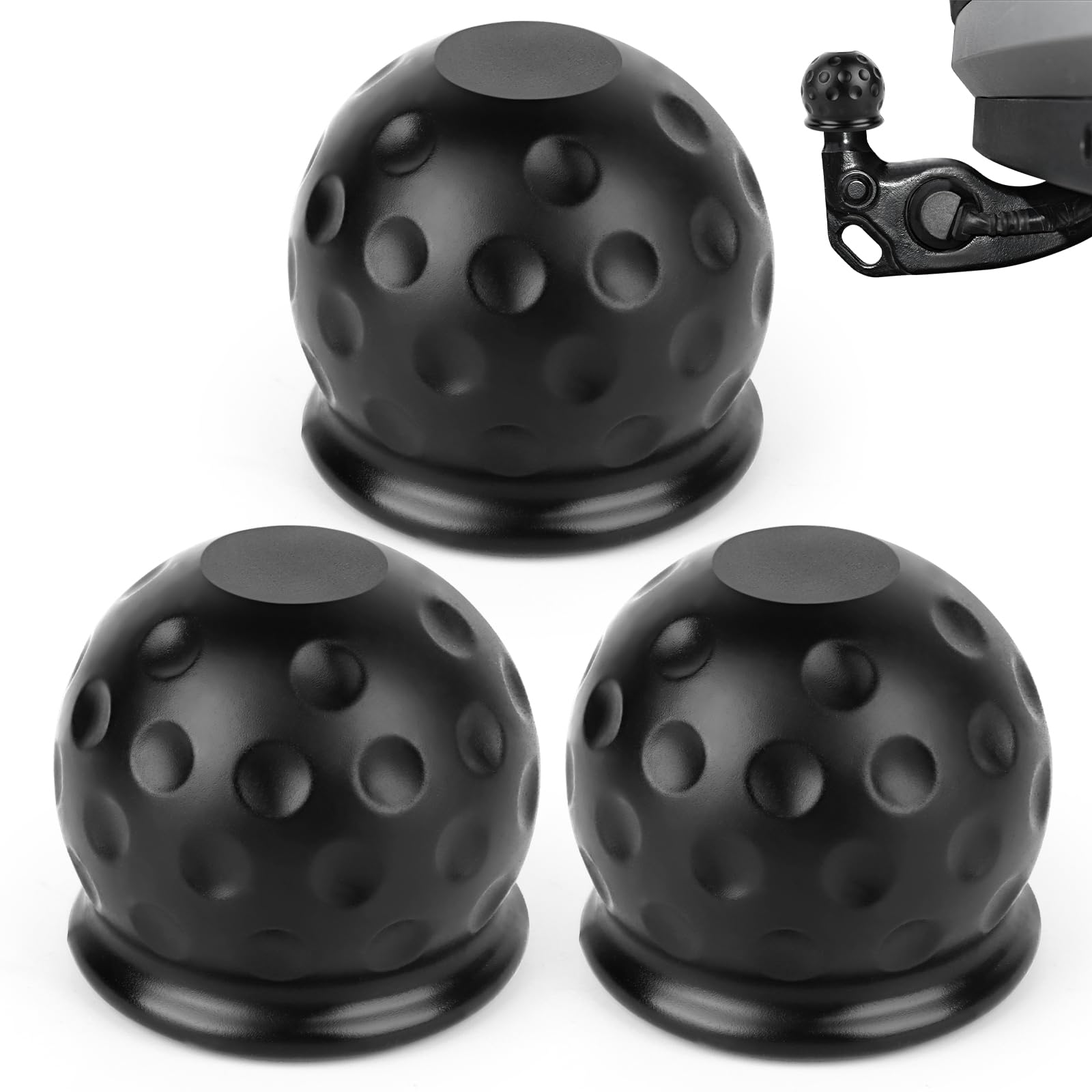 VMUTGA 3 Stück Anhängerkupplung Abdeckung, Anhängerkupplung Schutzkappe Universal Kappe Gummi Abdeckung, AnhäNger Kugelgelenk Schutz Weiche Kugelabdeckung für Anhänger(Schwarz)