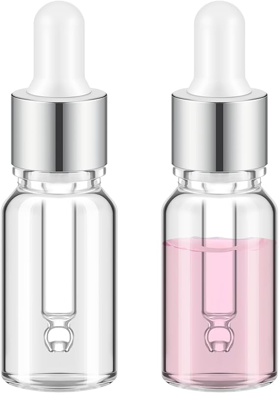 Didaey 100 frascos conta-gotas de vidro para óleo, 1 mL, Classic Silver