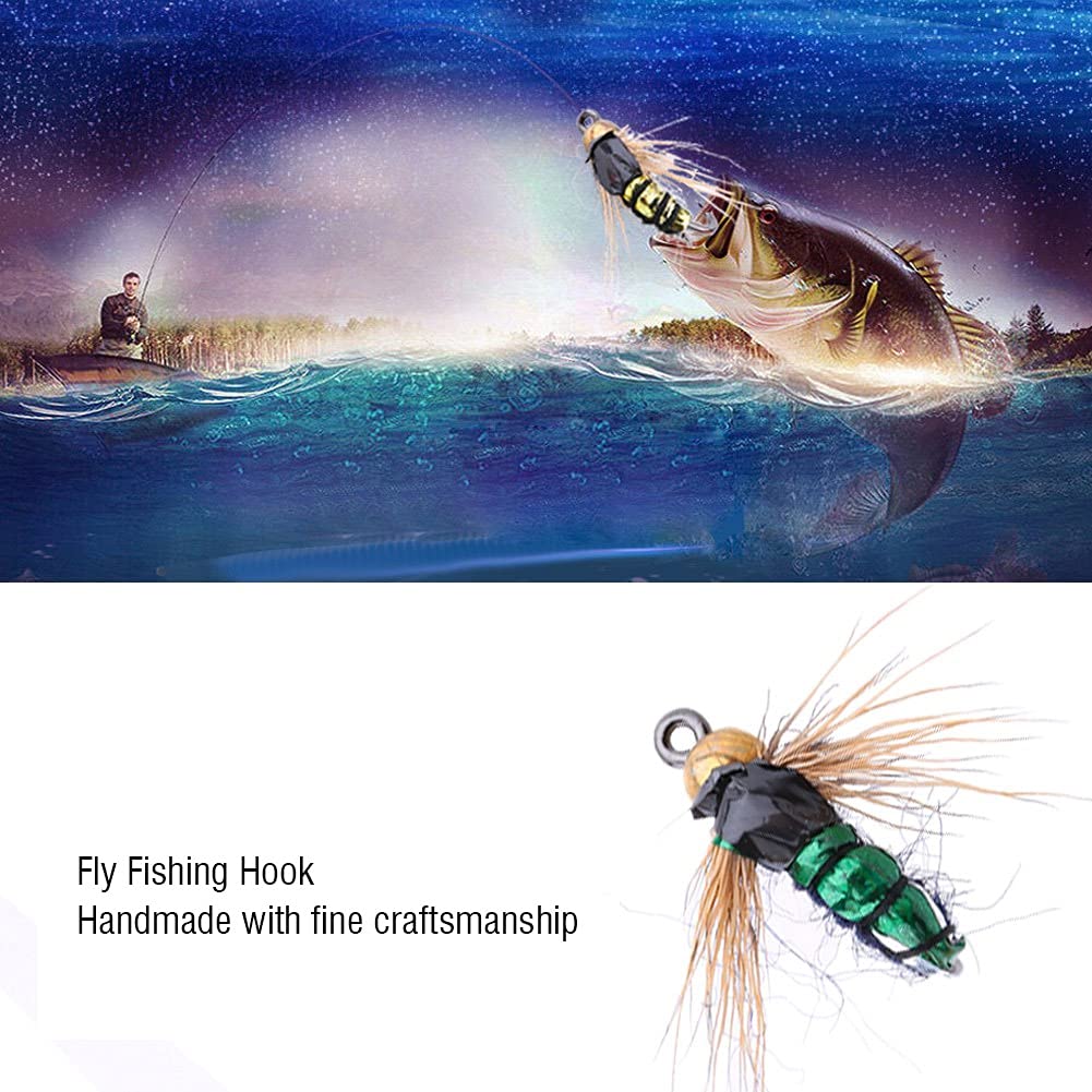 Fly Fishing Flies, 40pcs Lifelike Fly Fishing Fly Fishing Kit Box Fly Fishing Lures High Simulation Fly Fly Hook with High Carbon Steel Hooks for Fishing Enthusiast (Golden