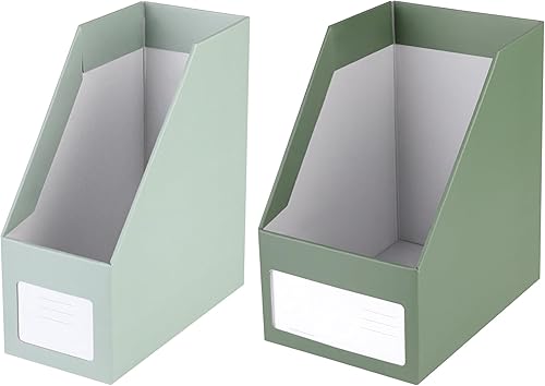 Archivador de revista, soporte para carpeta, cartón laminado resistente, caja de documentos con etiquetas, caja de almacenamiento de revistas para