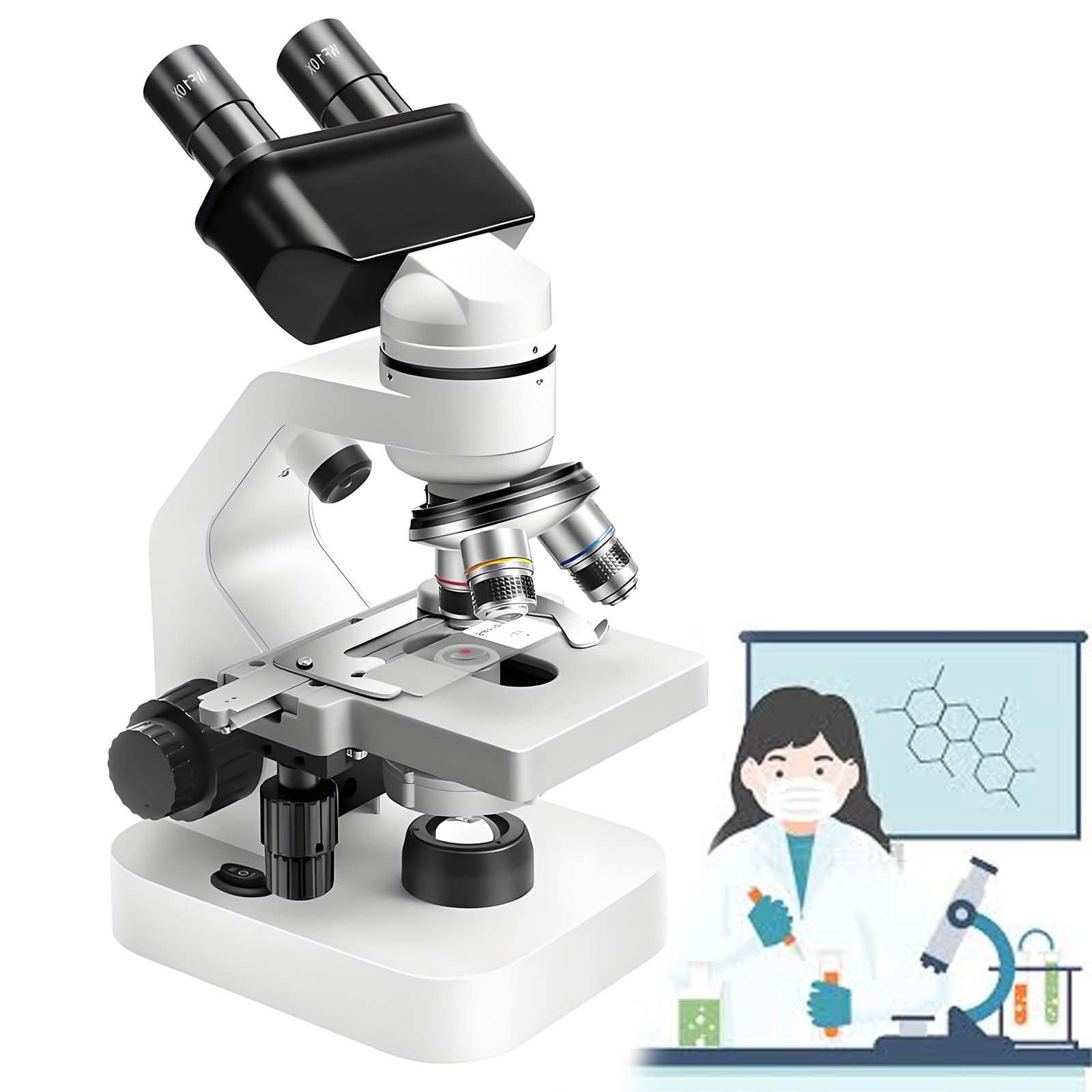 Microscopio binocular de laboratorio con pantalla HD y salida USB, ideal para universidad, escuela de medicina y aplicaciones de enseñanza de investigación
