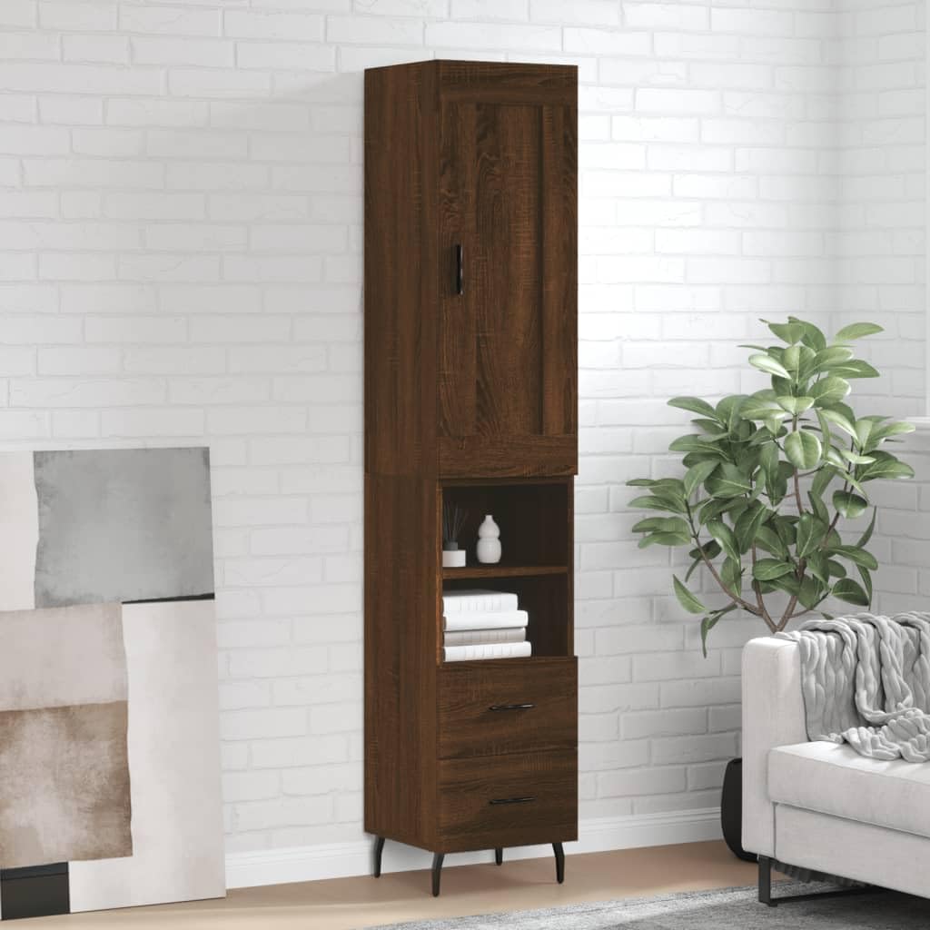 Möbel Wohnaccessoire Highboard Braun Eiche 34,5 x 34 x 180 cm Bauholz