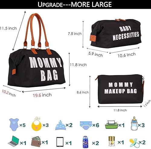 Miniatura 3 de Bolsa para mamá de gran capacidad mejorada para hospital, trabajo de parto y parto, bolsa de pañales para bebé, bolsa de mano de maternidad con