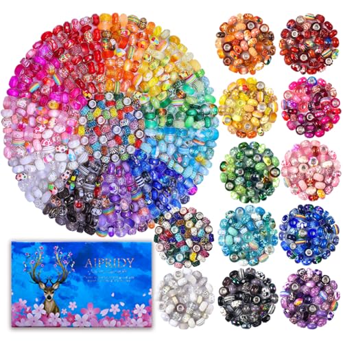 Aipridy 200 Pieces Assortment European Large Hole Beads Spacer Beads Rhinestone Craft Beads for DIY...