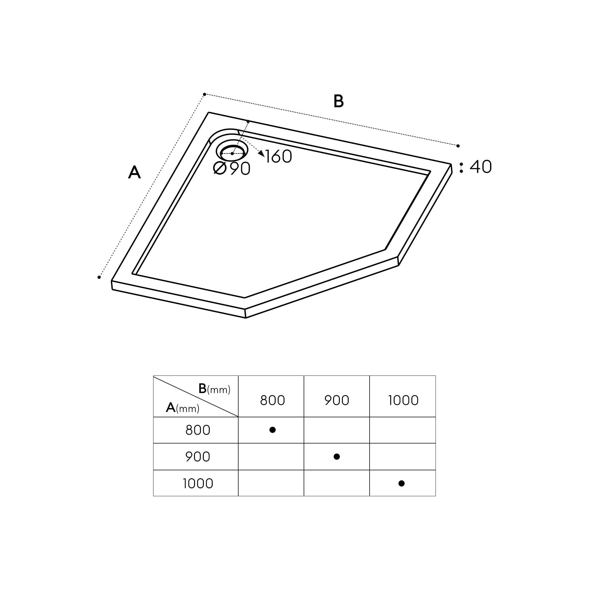 doporro Plato de Ducha Plano 100x100x4 cm Pentagonal en Acrílico Blanco, Ideal para Instalación a Nivel del Suelo y Conexiones DIN Faro5W