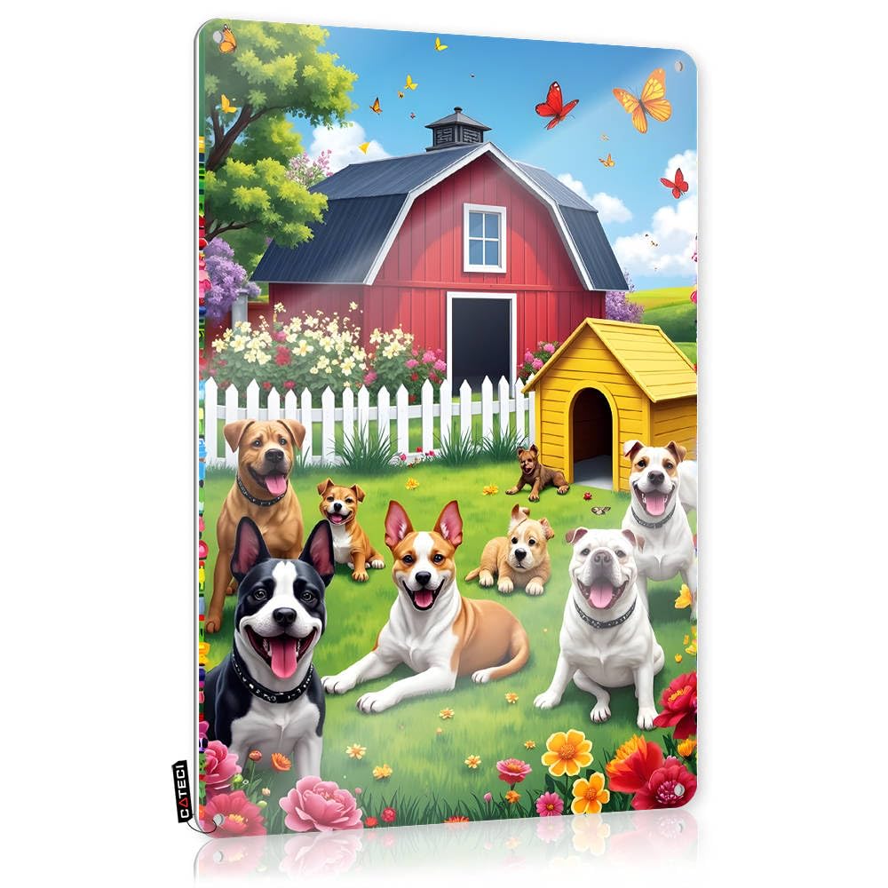 Fzfn Colour Sign Backyard Decor Wall Decor | Bright And Happy Farm Day With Dogs Gorgeous For Drive Home(30X40cm)