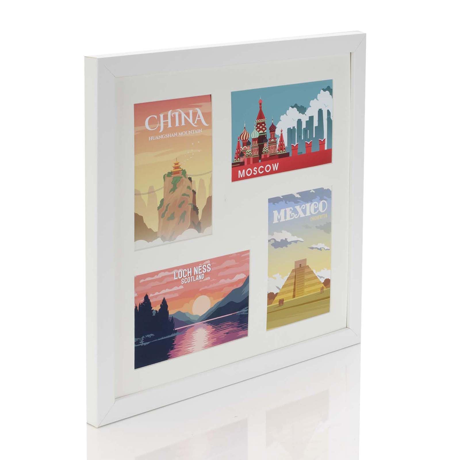 Multi Aperture Photo Picture Frames Holds 2, 3 or 4 Photos Various Sizes and Colours-15x15 to fit 4 7x5 Photos-White