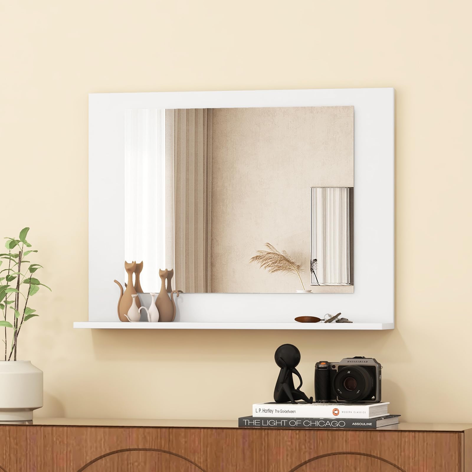 CHARMAID Bathroom Mirror with Shelf - 24