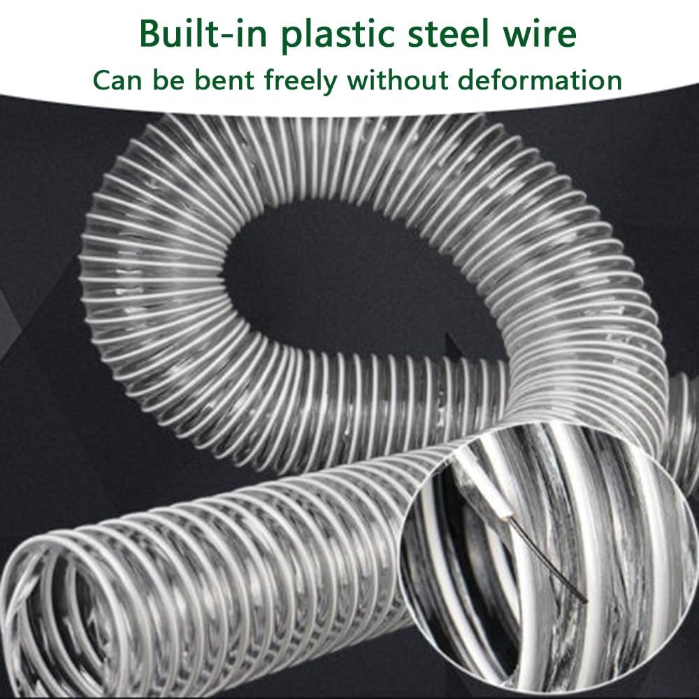 Tubo flessibile per la raccolta della polvere, flessibile in PVC trasparente da 3,8 cm a 6,3 cm ID, 3 m/10 m, tubo di aspirazione per aspirapolvere, collettori di polveri, pompe marine