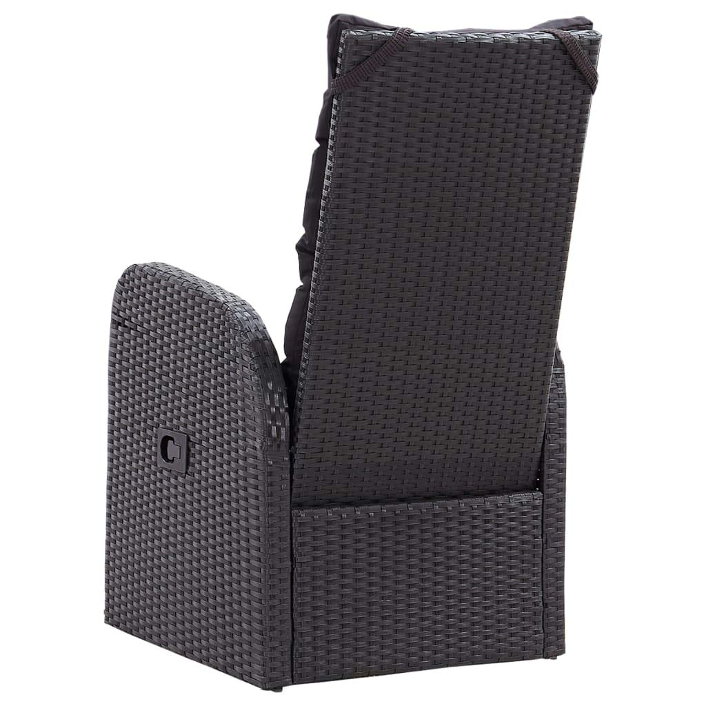 vidaXL 2X Sillones de Jardín Reclinables Muebles Exteriores Set de Salon Conjunto de Terraza Sillas de Patio con Cojines Ratán PE Negro