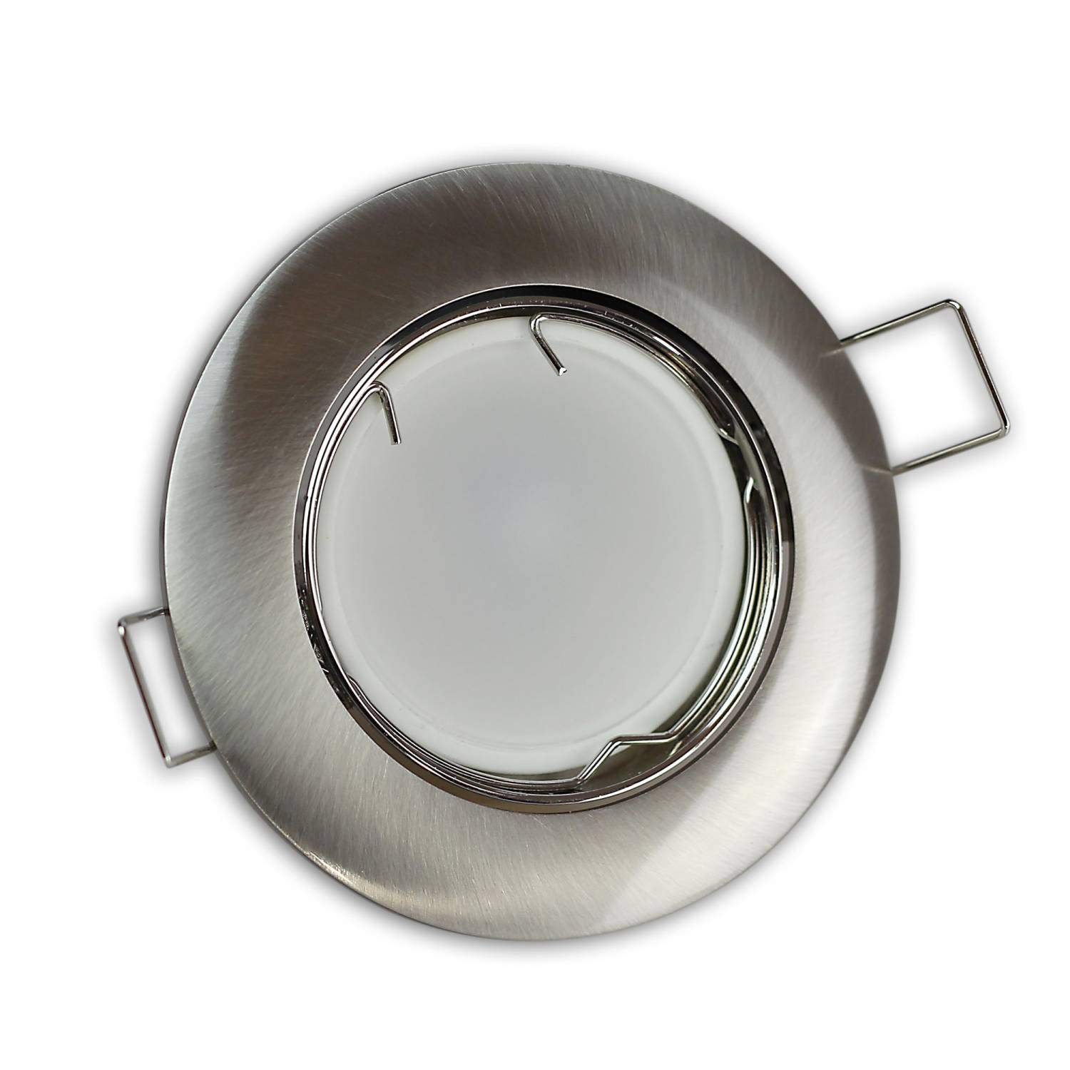 6x Faretto LED da incasso a LED bianco caldo 5 watt 230V acciaio inossidabile spazzolato piatto - da incasso - apparecchio in alluminio, orientabile e dimmerabile - Ø 75-80mm forato