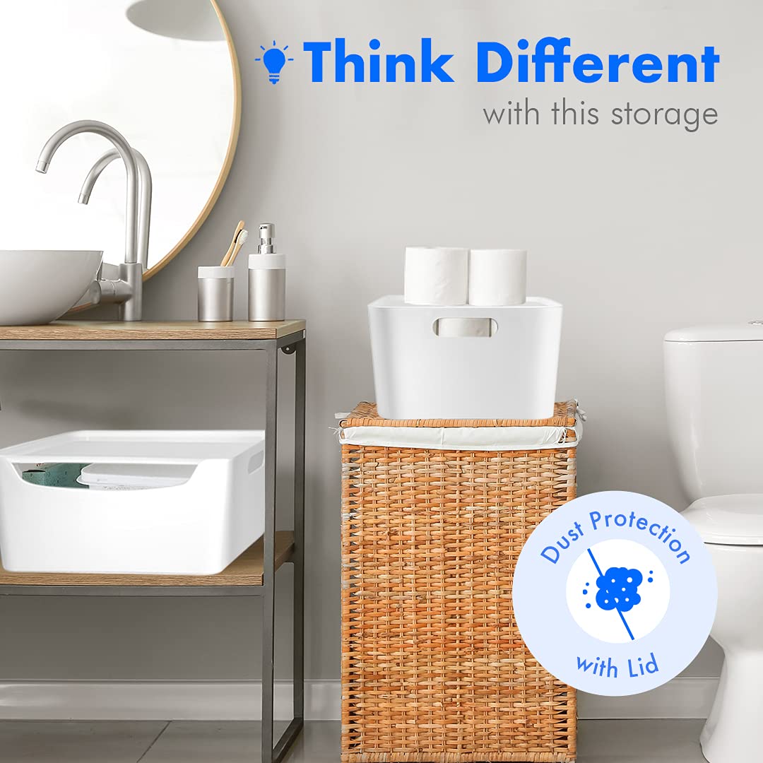 Buy White Plastic Storage Bins, Pantry Organization And Storage Bins