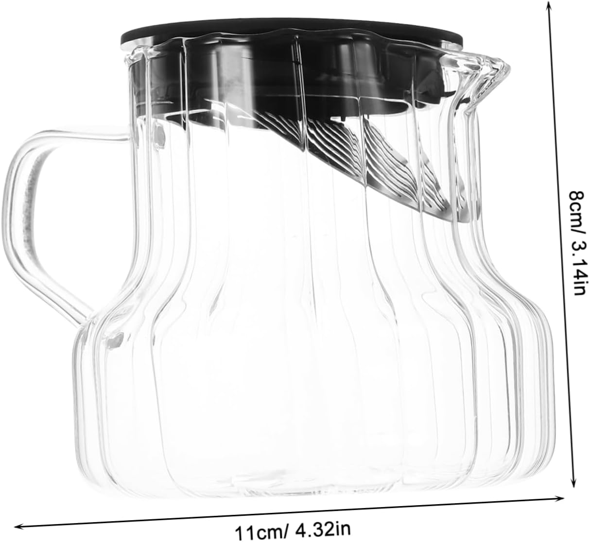 Stylish Glass Coffee Carafe with Lid Vertical Stripes Pitcher for Coffee Tea Brewing Serving Accessory for Home Gatherings Easy to Clean Multifunctional