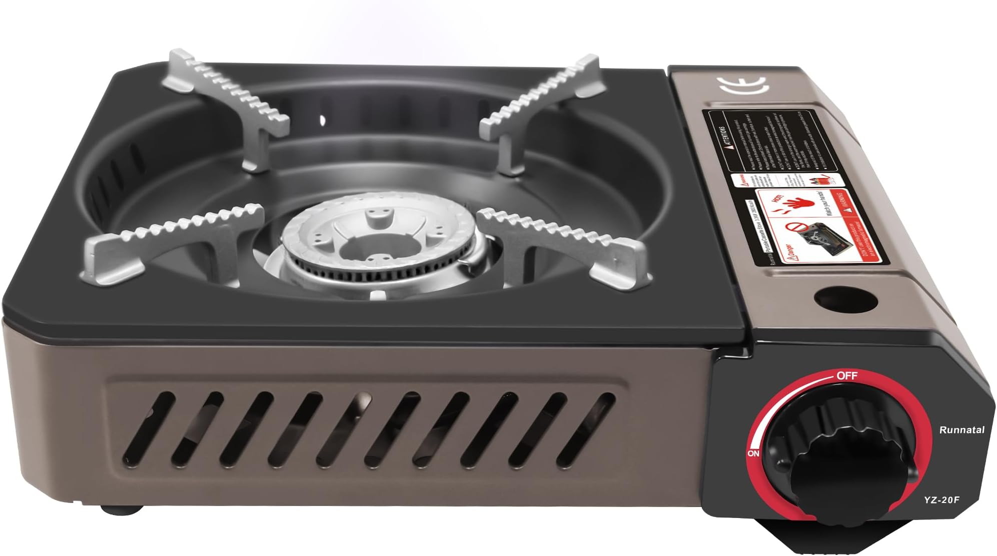 Portable Gas Stove, Camping Stove 1-Bulb, Windproof Outdoor Stove, 3300 W Camping Butane Stove for Trekking, Picnic, RV, Improved Windproof Stove