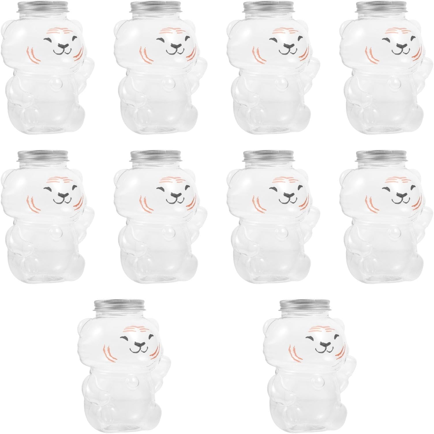 10x Empty Animal Shape Juice Bottles Beverage Container,Drinking Jar Cartoon Tiger for Milkshake Bar Party Favors Camping