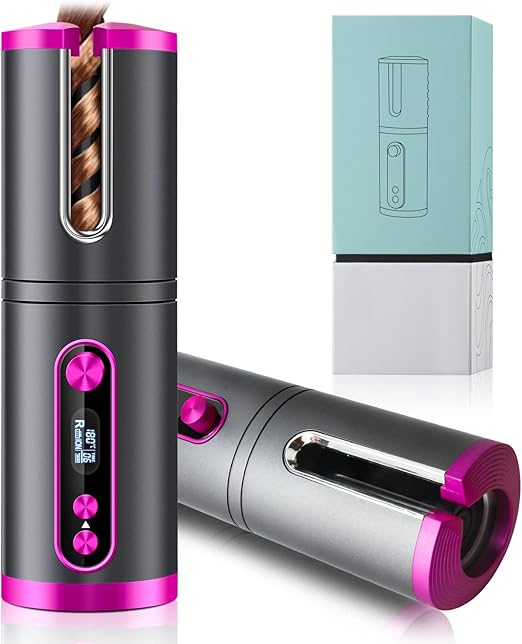 Runsnail Cordless Auto Hair Curler, Automatic Curling Iron with LCD