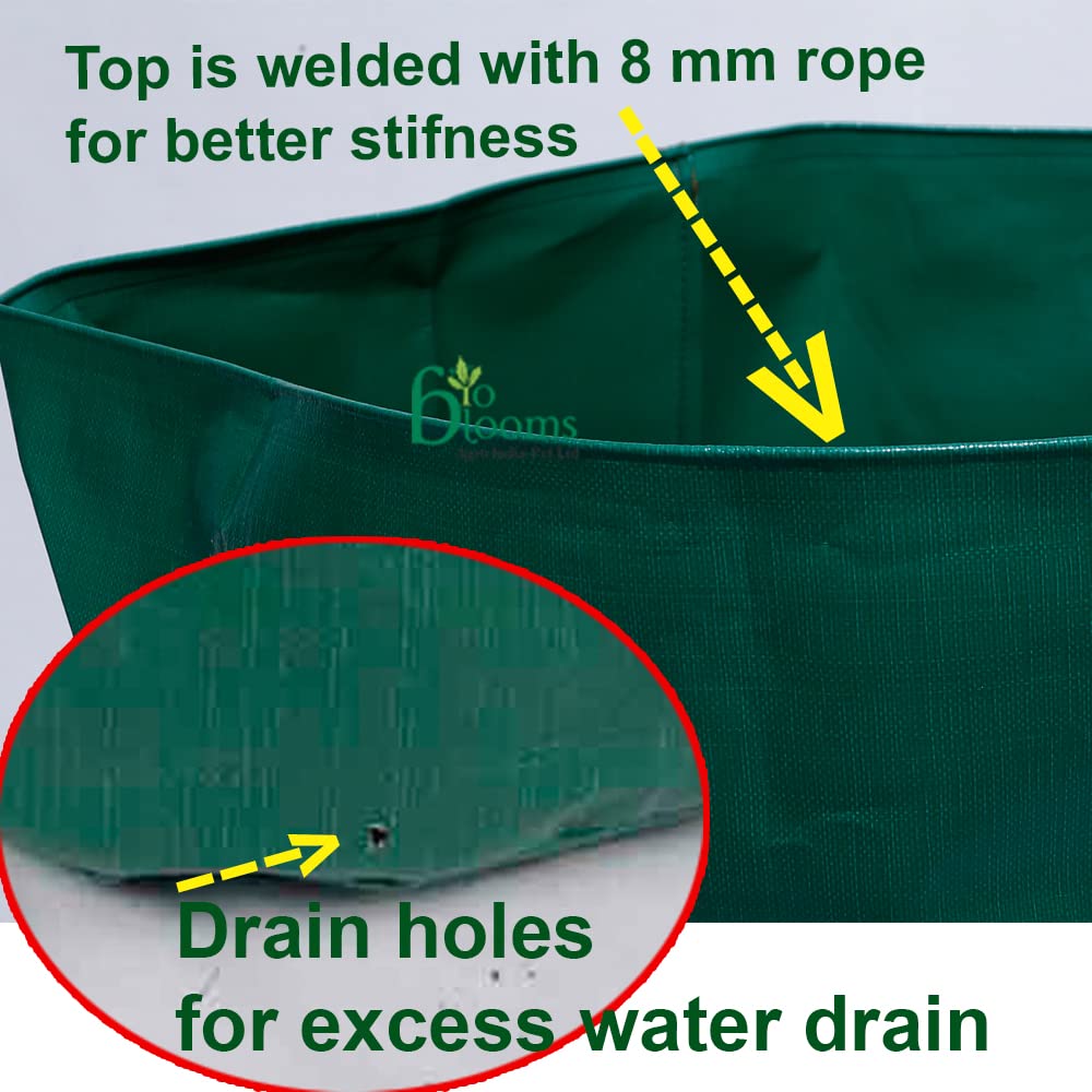 Bio Blooms Agro India Pvt. Ltd. 12X12Inch HDPE Plant Grow Bags for Terrace Gardening | Pack of 5| Dark Green Color| Outdoor Use| 340 GSM| 2