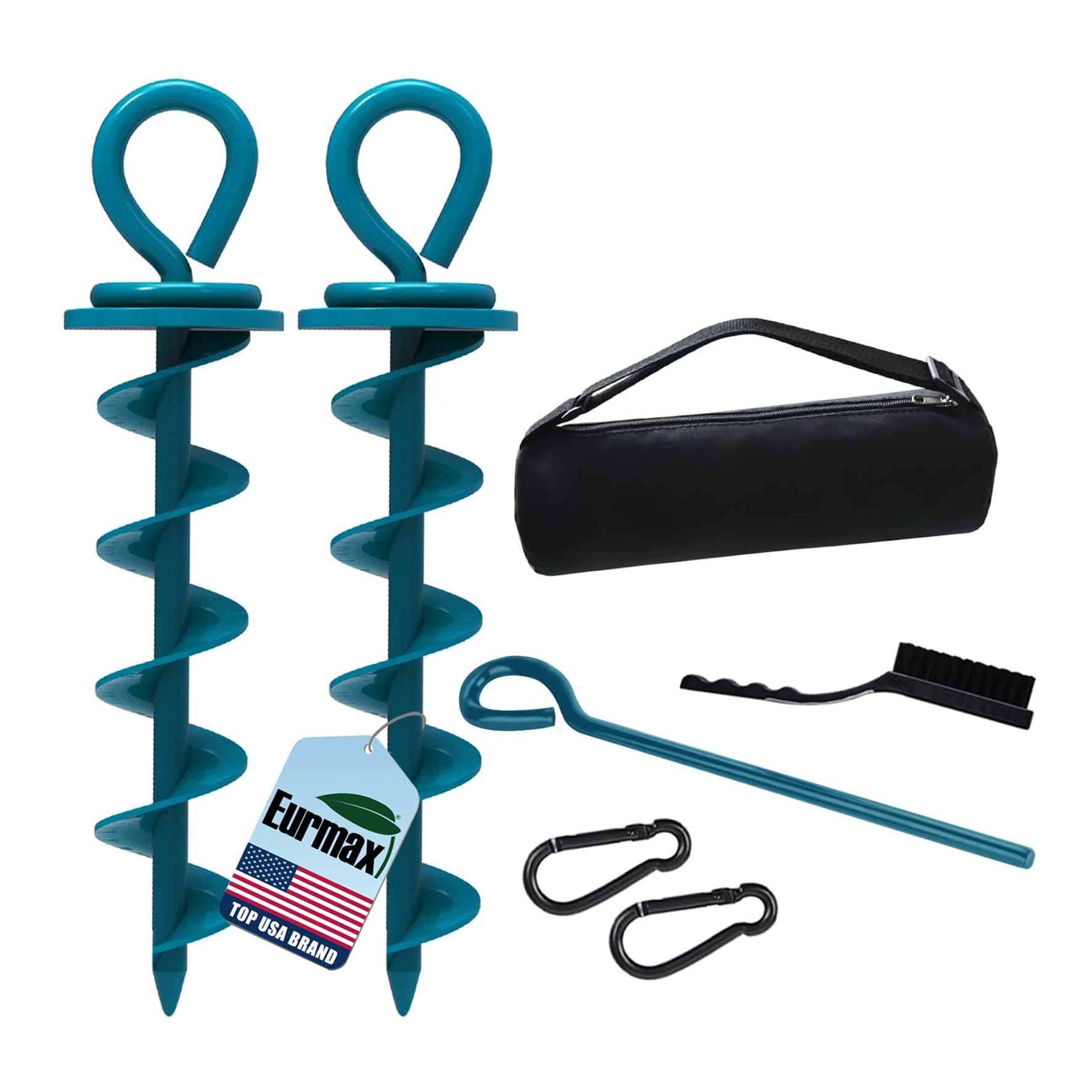 Eurmax USA 2-Pack Heavy Duty Dog Tie Out Stake, No-Tangle In Ground Anchor Runner for Large Dogs up to 210 Lbs - Perfect for Yard, Beach and Camping (Medium,Navy Blue)