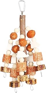 Bird Parakeets Toys, Chewable Cage Wooden Toys, Interactive Nut String Accessories, Sturdy Parrot Games for Parakeet, Cockatiel, Lovebird, Macaw, Cockatoo, Applewood