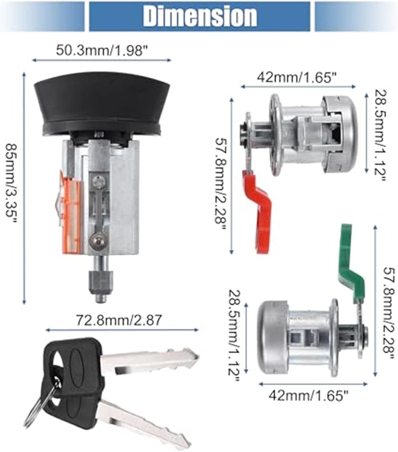 Door Lock Cylinder Tumbler for Keys Set Ford for F-150 2001-2004 Vehicle Ignition Key Switch