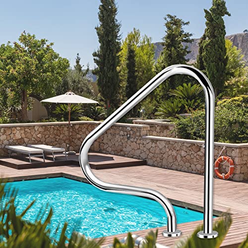 Pool Safety Hand Rail for In Ground Swimming Pools Easy Mount Swimming Pool Handrail Stair Step Railing,31.5 in Stainless Steel Hand Grab Rail