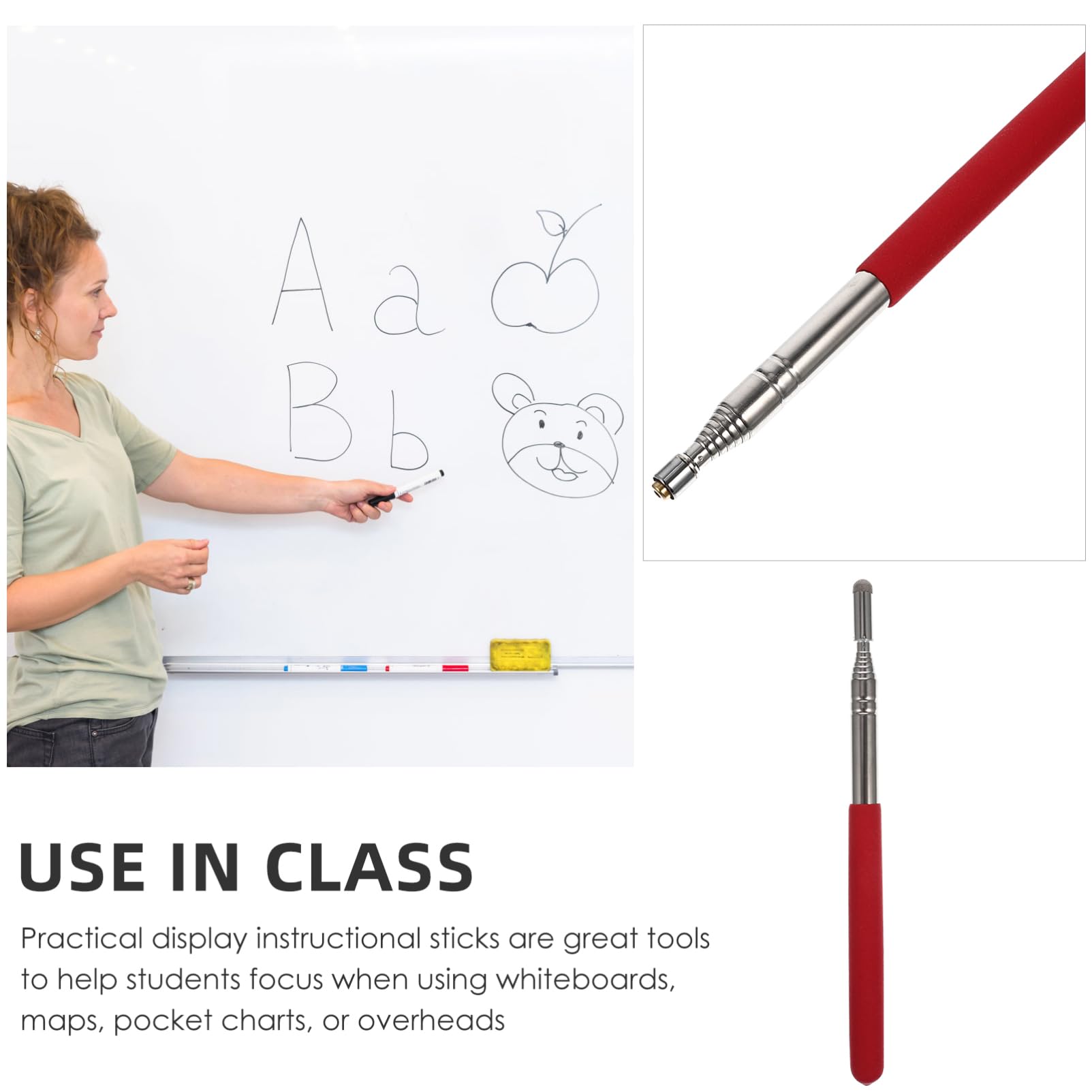Angoily Pointing Rod Extendable Pointer Stick for Education Blackboard Pointer Reading Teaching Stick for Boys and Girls