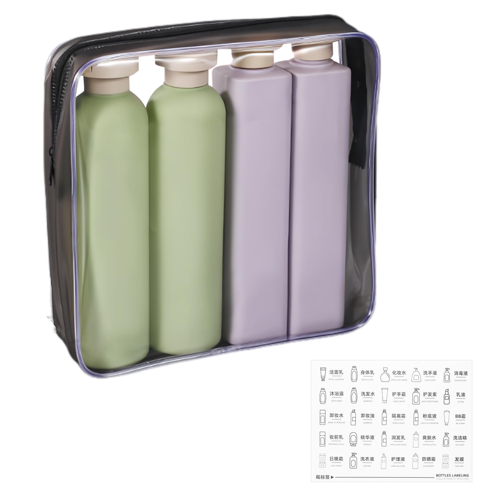 Flaconi da Viaggio set da Viaggio Riutilizzabileda 4 Pezzi Facile da Perdere 260ml/250ml Facile da Riempire Boccette da Viaggio può Essere Riempito con Shampoo gel Doccia Lozione