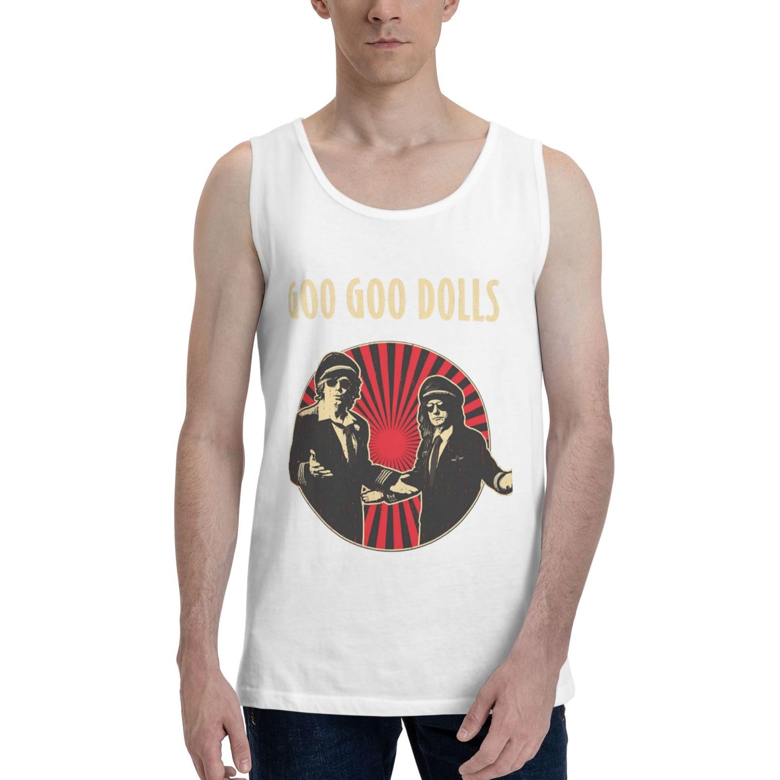 Goo Goo Rock Dolls Men's Muscle Vests T-Shirts Funny Cycling Sleeveless T Shirts White Large