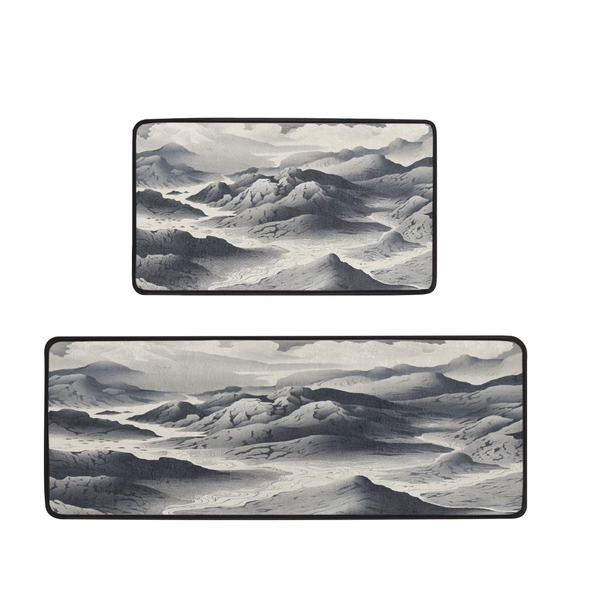 Tapetes de cocina Mexpekil antideslizantes de espuma viscoelástica, diseño blanco y negro (2 pzs)