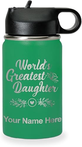 Miniatura 61 de LaserGram Personalized Water Bottle, World's Greatest Daughter, Stainless Steel Double Wall Vacuum Insulated with Flip Top Straw, Custom Engraved