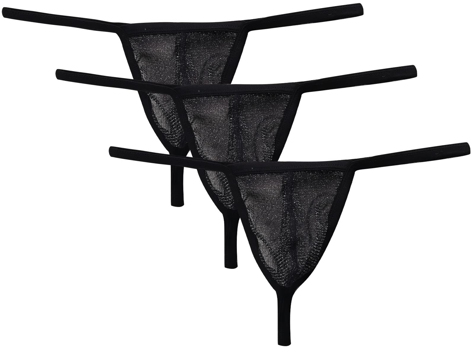 AIEOEMen's Thongs Underwear Sexy See-Through G-String Mesh/Ice Silk Low Rise Underpants 1/3/5/6 Pack