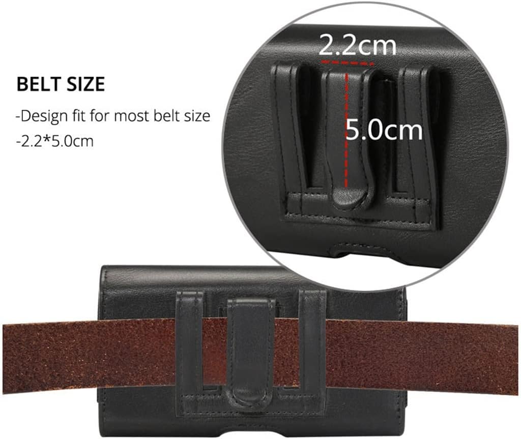 Universal Mobile Phone Waist Bag 4.7~6.9'' Leather Phone Case Holster Belt Clip Phone Cover (Color : Black, Size : 5.5 inch) (Black 5.2 inch)