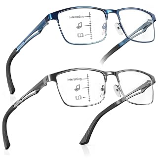 SKYFUEN Unbreakable Progressive Multifocus Reading Glasses Men Anti-Blue Light Computer Readers with Flexible Spring Hinges - Amazon product rated Grade A