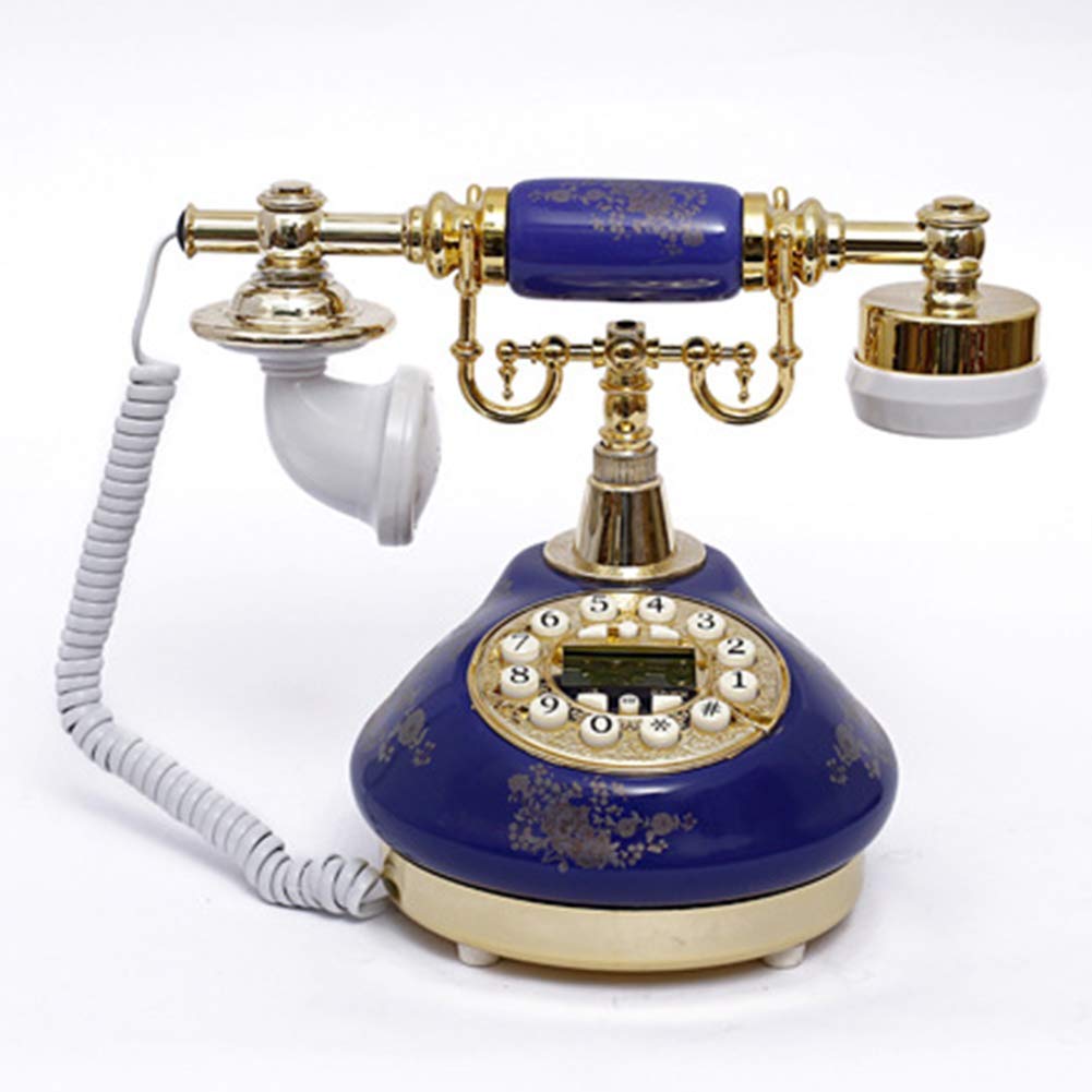 Retro Phone European Retro Landline Ceramic Vintage Telephone Suitable for Home Office Living Room Decoration,Blue