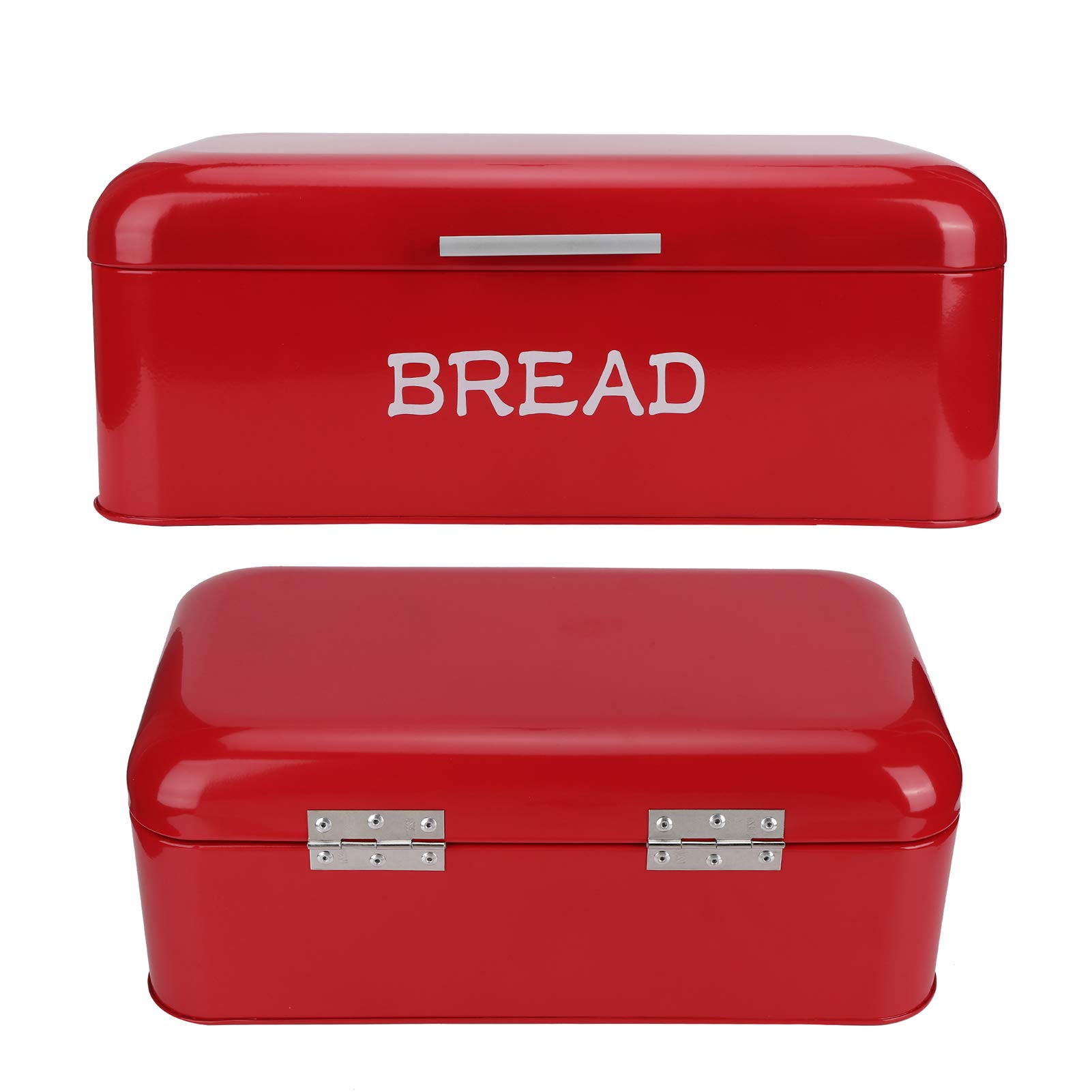 SIXRUN Grande Contenitore per il Pane in Stile Europeo per Riporre la, Organizer per il Pane in Ferro Rosso, Perfetto per i Panifici Domestici, 42x16,5x24 Cm