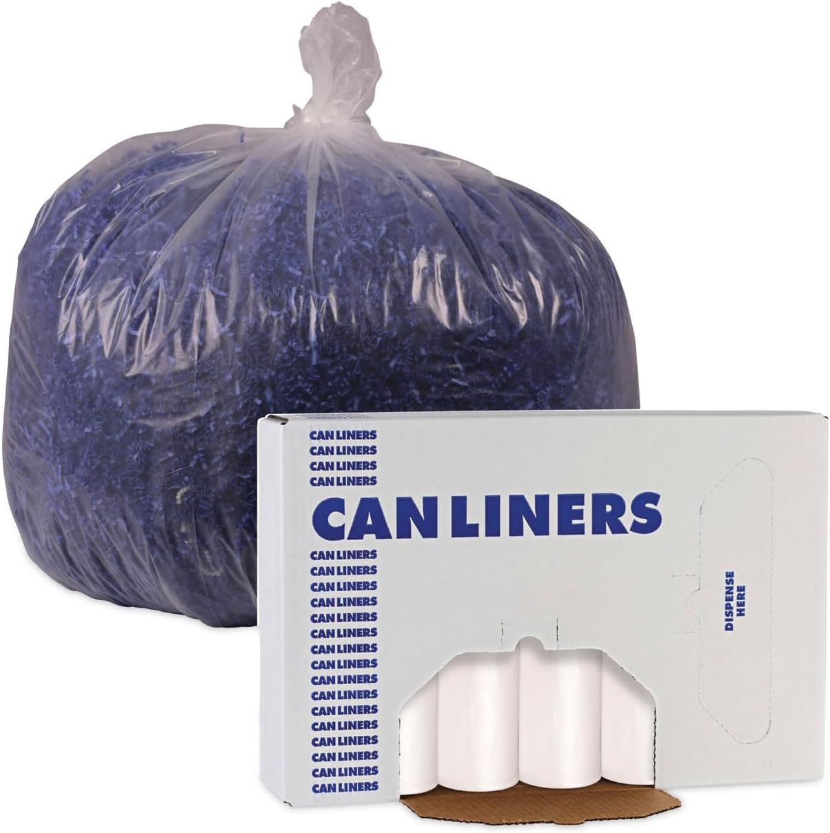 Boardwalk High-Density Can Liners, 60 gal, 11 mic, 38" x 58", Natural, 25 Bags/Roll, 8 Rolls/Carton