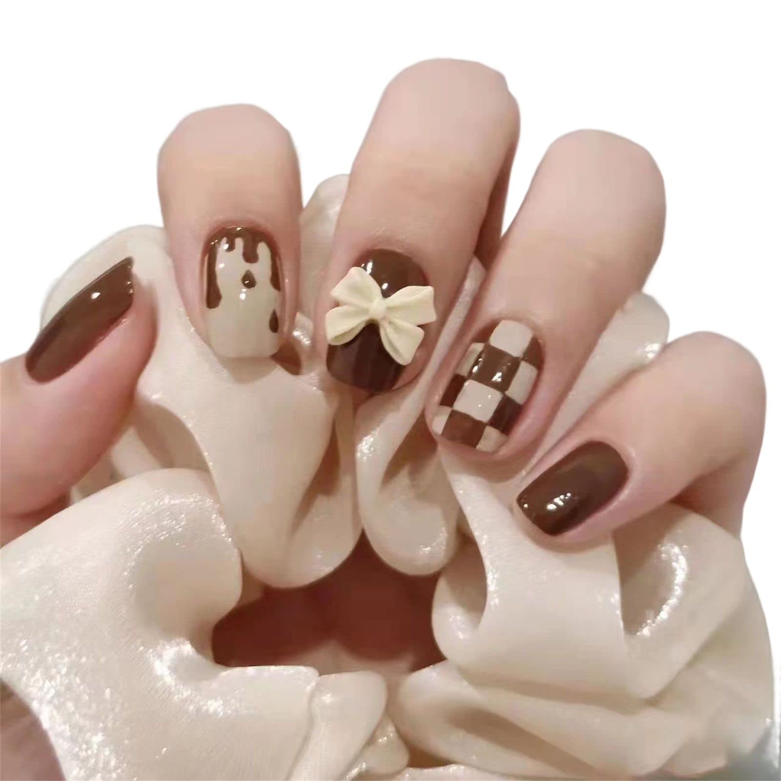 Bling Press on Nails, Finitura Riutilizzabile di Lusso Unghie finte, Nail Art Fatta a Mano con Design di Manicure con Licenza (L, A) (al)
