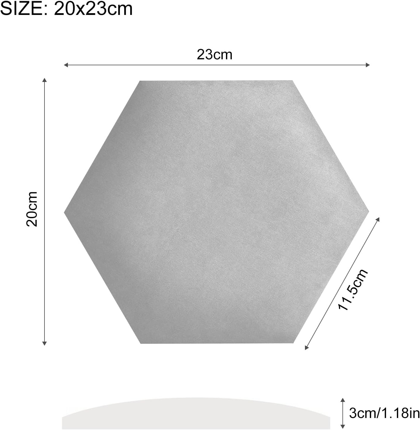 2pcs Hexagon Upholstered Wall Panels, 3D Self-Adhesive Padding, Anti-Collision Decorative Headboard for Kids' Rooms & Playrooms (Light Gray, 20x23cm)