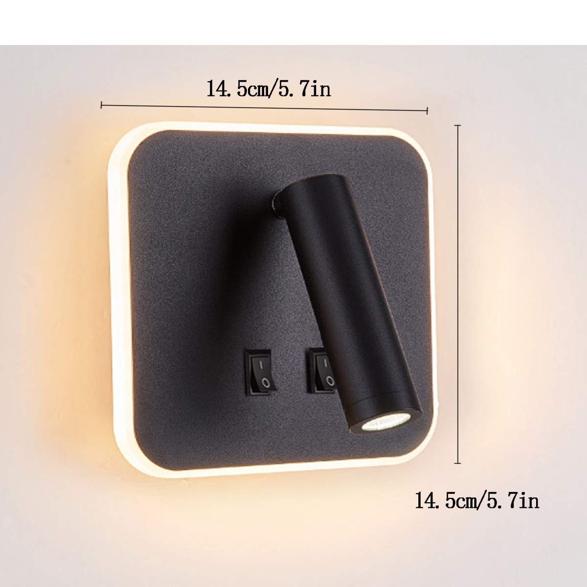 Applique da comodino orientabile Lampada da Parete camera da letto Faretto da camera da letto luce per la lettura 3000K (3W + 10W)