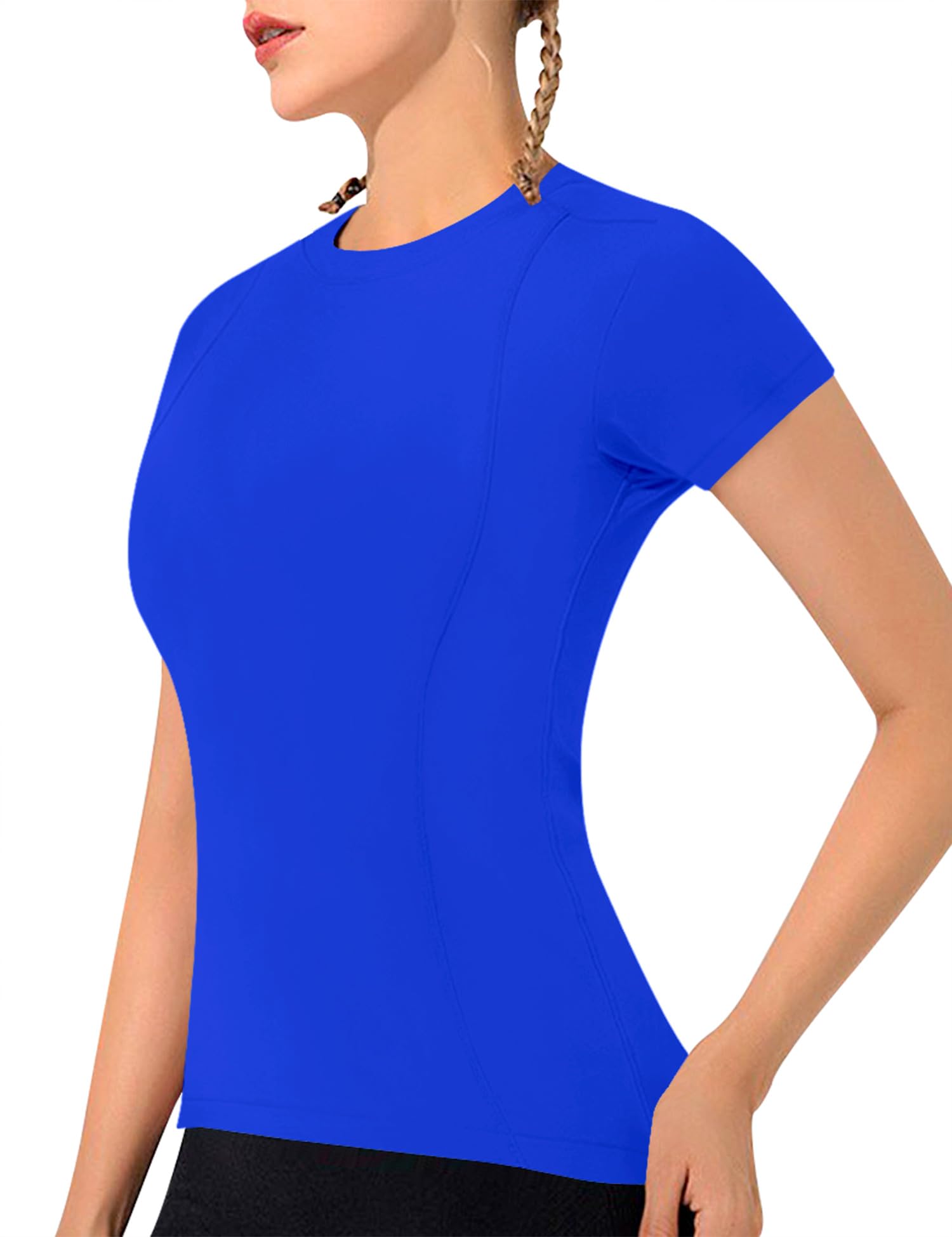 IECCP Sport T-Shirt Damen,Kurzarmshirt WorkoutTops,Rundhalsausschnitt Atmungsaktiv Athletisch Sportshirt Laufen Gym Yoga Top Fitness Oberteil XS-XL