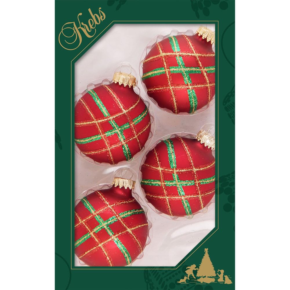 Amazon.com: Krebs Glas Lauscha GmbH Red Velvet 7cm Balls with Diagonal ...