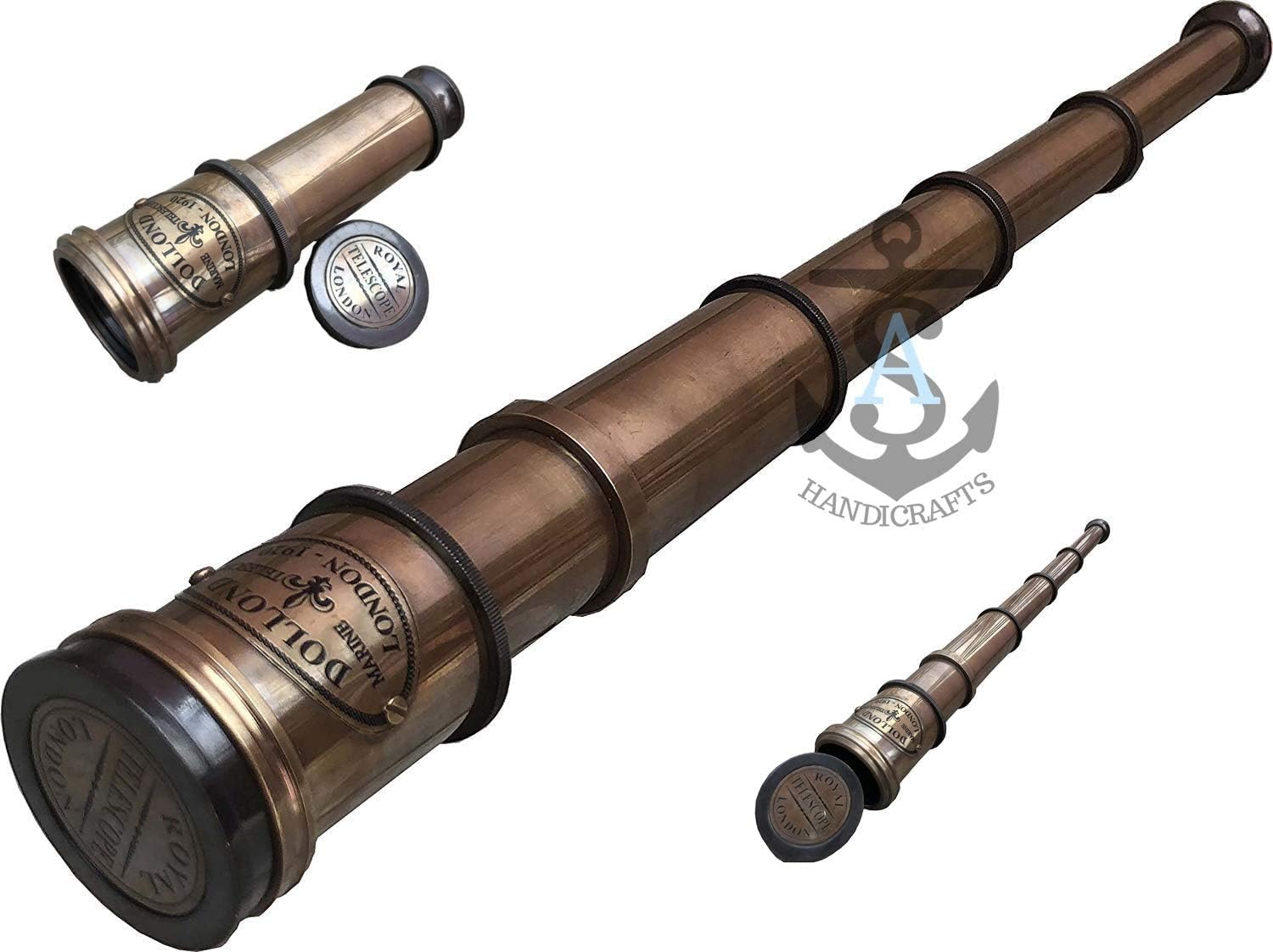 Telescope Brass Antique Nautical Spyglass Pirate Vintage Maritime Handheld 16” Royal Navy Telescope Replica